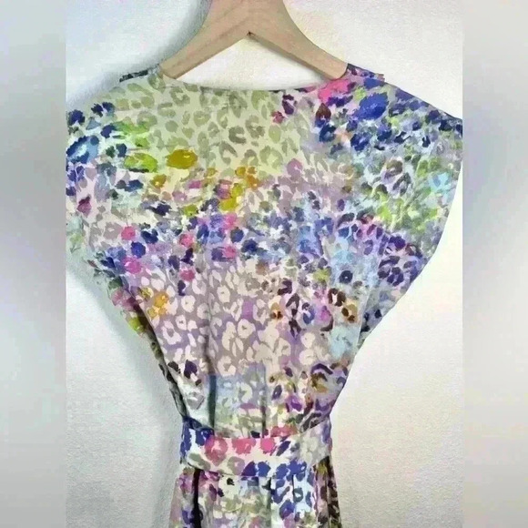 Presley Skye Silk Watercolor Dot Faux Wrap Dress Size PXXS - Picture 10 of 15